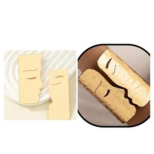 Gold Face Silhouette Earrings & Braclet Set